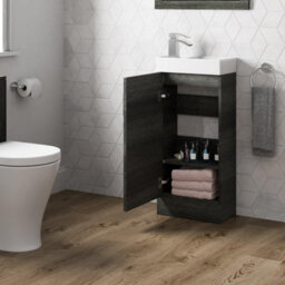 Affine Cloakroom Freestanding Vanity Unit Modern Bathroom Compact Basin Sink Charcoal - thumbnail 3