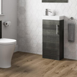 Affine Cloakroom Freestanding Vanity Unit Modern Bathroom Compact Basin Sink Charcoal - thumbnail 2