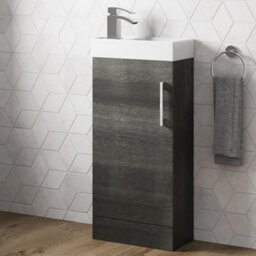 Affine Cloakroom Freestanding Vanity Unit Modern Bathroom Compact Basin Sink Charcoal - thumbnail 1