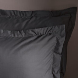 Ohs  2 X Plain Dyed Oxford Pillowcases Soft Microfibre Pillow Cover Set - Charcoal - thumbnail 2