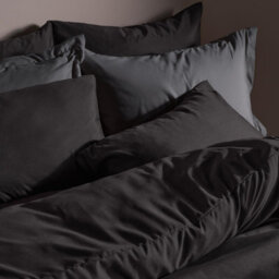 Ohs  2 X Plain Dyed Oxford Pillowcases Soft Microfibre Pillow Cover Set - Charcoal - thumbnail 3