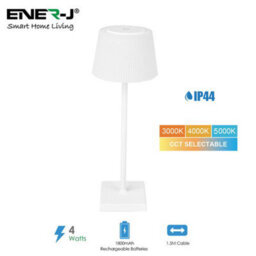 Ener-J Ener J Wireless Led Table Lamp 4W White Cct Dimmable Ip44 Rechargeable Cordless 1800Mah - thumbnail 1