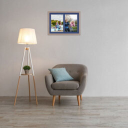 AK Frames 20X14 Rose Gold Modern Multi Photo Frame With Blue Mount - Holds 2 Apertures (2X) A4 Photos - thumbnail 3