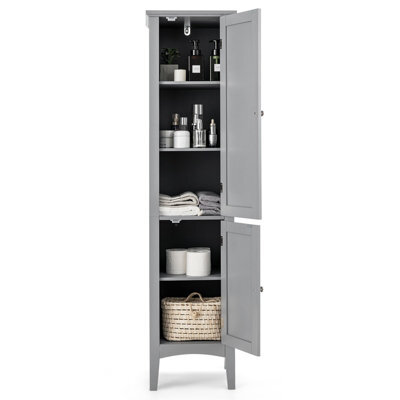 Costway 5-Tier Bathroom Freestanding High Cabinet Storage Cabinet Organizer W/ 2 Shelves - image 1