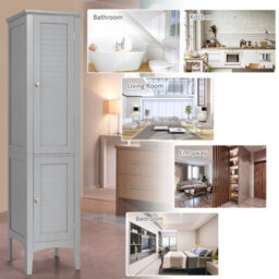 Costway 5-Tier Bathroom Freestanding High Cabinet Storage Cabinet Organizer W/ 2 Shelves - thumbnail 3