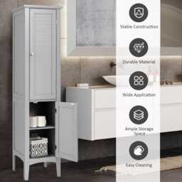 Costway 5-Tier Bathroom Freestanding High Cabinet Storage Cabinet Organizer W/ 2 Shelves - thumbnail 7