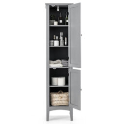 Costway 5-Tier Bathroom Freestanding High Cabinet Storage Cabinet Organizer W/ 2 Shelves - thumbnail 1