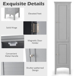 Costway 5-Tier Bathroom Freestanding High Cabinet Storage Cabinet Organizer W/ 2 Shelves - thumbnail 5