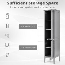 Costway 5-Tier Bathroom Freestanding High Cabinet Storage Cabinet Organizer W/ 2 Shelves - thumbnail 4