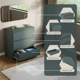 Green  Designs Denver 3 Drawer Chest Of Drawers Storage - thumbnail 4