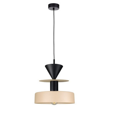 Luminosa Lighting Luminosa Valia Dome Pendant Ceiling Light Beige, Black 1X E27 - image 1