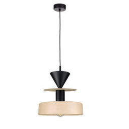 Luminosa Lighting Luminosa Valia Dome Pendant Ceiling Light Beige, Black 1X E27 - thumbnail 1