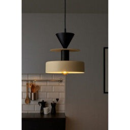Luminosa Lighting Luminosa Valia Dome Pendant Ceiling Light Beige, Black 1X E27 - thumbnail 2