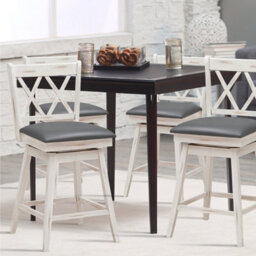 "Costway Set Of 2 Bar Stools Counter Height Chair Pub 360 Swiveling Upholstered Seat 24""" - thumbnail 3
