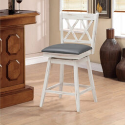 "Costway Set Of 2 Bar Stools Counter Height Chair Pub 360 Swiveling Upholstered Seat 24""" - thumbnail 6