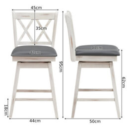 "Costway Set Of 2 Bar Stools Counter Height Chair Pub 360 Swiveling Upholstered Seat 24""" - thumbnail 2