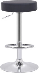 Lamboro Semplice Breakfast Bar Stool, Chrome Footrest, Height Adjustable Swivel Gas Lift, Home Bar & Kitchen Faux-Leather Barstool, Black - thumbnail 1