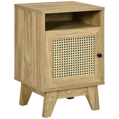 Rattan Bedside Table Nightstand Shelf Cabinet Natural - image 1