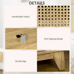 Rattan Bedside Table Nightstand Shelf Cabinet Natural - thumbnail 3