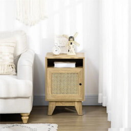 Rattan Bedside Table Nightstand Shelf Cabinet Natural - thumbnail 5