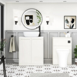 Royal Bathrooms Royal Bathroom Elmore 700mm Classic White Freestanding Countertop Bathroom Vanity Unit 2 Door With Elva Basin - thumbnail 5