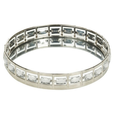 Urbn-Living Urbnliving 20Cm Round Silver Mirror Tray Candle Centrepiece Decorative Xmas Gift - image 1