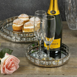 Urbn-Living Urbnliving 20Cm Round Silver Mirror Tray Candle Centrepiece Decorative Xmas Gift - thumbnail 2