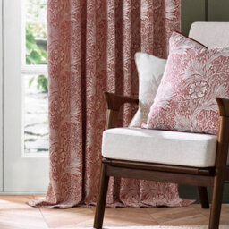 Morris & Co Marigold Jacquard Floral Room Darkening Pencil Pleat Curtain Pair Russet (W)168Cm X (D)137Cm - thumbnail 4