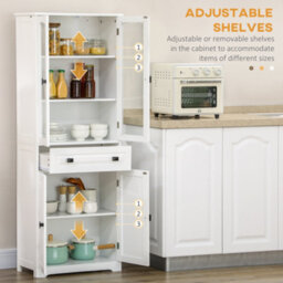 Homcom Kitchen Cupboard Storage Cabinet Adjustable Shelves, Glass Door, 160Cm - thumbnail 5
