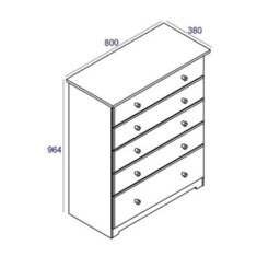 5 Drawer Chest Home Bedroom Furniture Chest Of Drawers - thumbnail 2