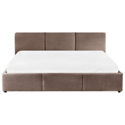 Beliani Ottoman Bed Boucle Bousse 180 X 200 Cm (Eu Super King) Taupe - thumbnail 7
