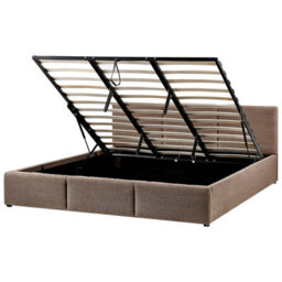 Beliani Ottoman Bed Boucle Bousse 180 X 200 Cm (Eu Super King) Taupe - thumbnail 4