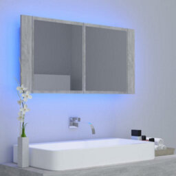 Berkfield Led Bathroom Mirror Cabinet Concrete Grey 90X12X45 Cm - thumbnail 3