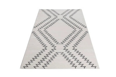Stratus Interiors Riley Large Zig Zag Living Room Rug 200 X 290Cm - Cream / Grey - Large - image 1