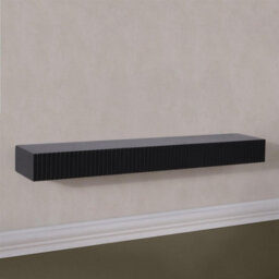 OHS Ribbed Rectangle Shelf Wall Mounted Storage Space Saving Modern, Black - thumbnail 2
