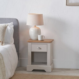 Pacific Lifestyle Cream Pine And Oak Wood 1 Drawer Bedside Table - thumbnail 1