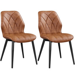 Yaheetech Set Of 2 Retro Brown Velvet Dining Chairs With Petal Accented Backrest - thumbnail 2