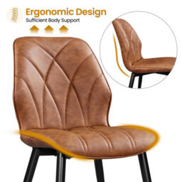 Yaheetech Set Of 2 Retro Brown Velvet Dining Chairs With Petal Accented Backrest - thumbnail 7