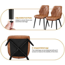 Yaheetech Set Of 2 Retro Brown Velvet Dining Chairs With Petal Accented Backrest - thumbnail 8