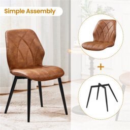 Yaheetech Set Of 2 Retro Brown Velvet Dining Chairs With Petal Accented Backrest - thumbnail 9