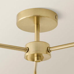 Valuelights Maddison Clear Ribbed Glass Globe Brushed Gold 3 Arm Ceiling Light & Filament Bulbs - thumbnail 5