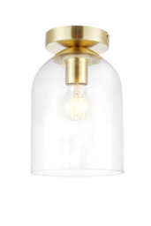 GoodHome Thestias Round Satin Glass & Metal Gold Effect Ceiling Light