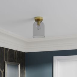 GoodHome Thestias Round Satin Glass & Metal Gold Effect Ceiling Light - thumbnail 5
