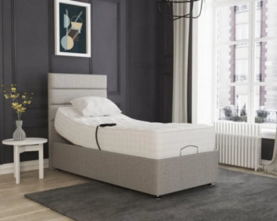 Milan Electric Adjustable Bed Set Fabric Pocket Sprung Mattress, Floor Standing Headboard - 4Ft - Silver - image 1