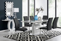 Furniturebox Uk Arezzo Large Extending Dining Table And 6 Black Lorenzo Chairs - thumbnail 1