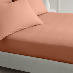 Bianca Fine Linens Bedroom 200 Thread Count Cotton Percale Fitted Sheet 32Cm Depth Clay - thumbnail 2