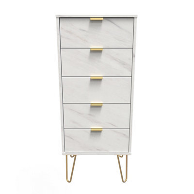 Fuji 5 Drawer Tallboy In Marble (Ready Assembled) - image 1