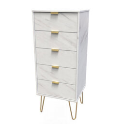 Fuji 5 Drawer Tallboy In Marble (Ready Assembled) - thumbnail 3