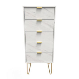 Fuji 5 Drawer Tallboy In Marble (Ready Assembled)