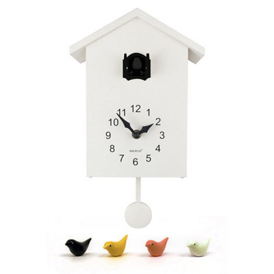 Walplus Black Window Cuckoo Clock With Four Working Bird And Pendulum - Elegant Bird Clock For Wall Decor, Classic Cookoo Clock - image 1